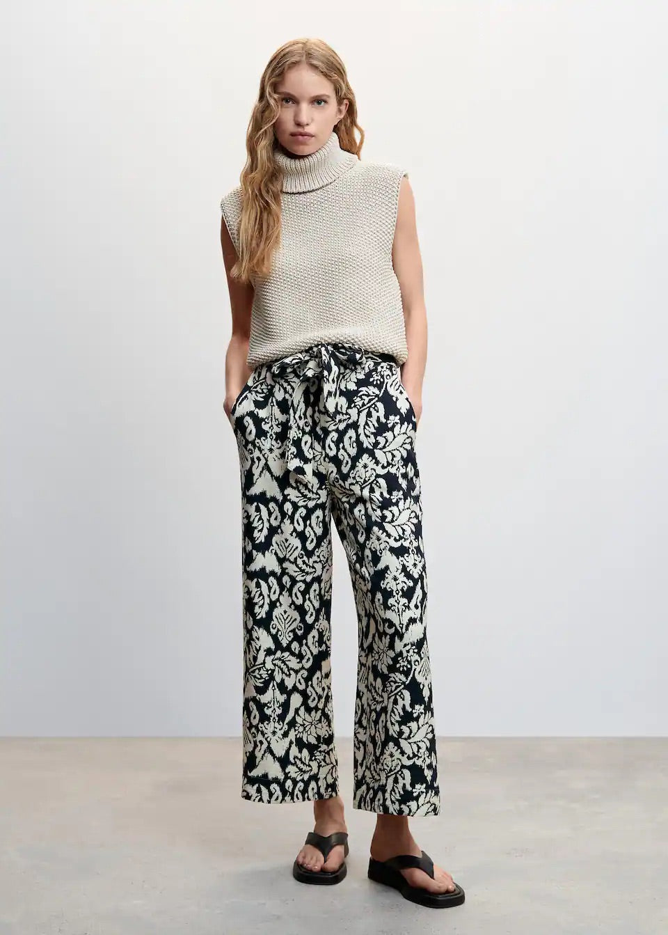 Bow printed trouser