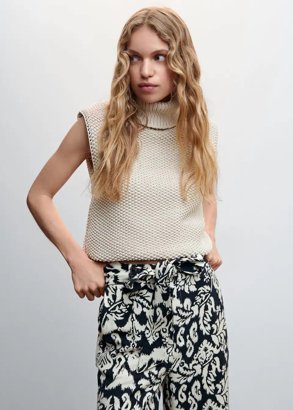 Bow printed trouser