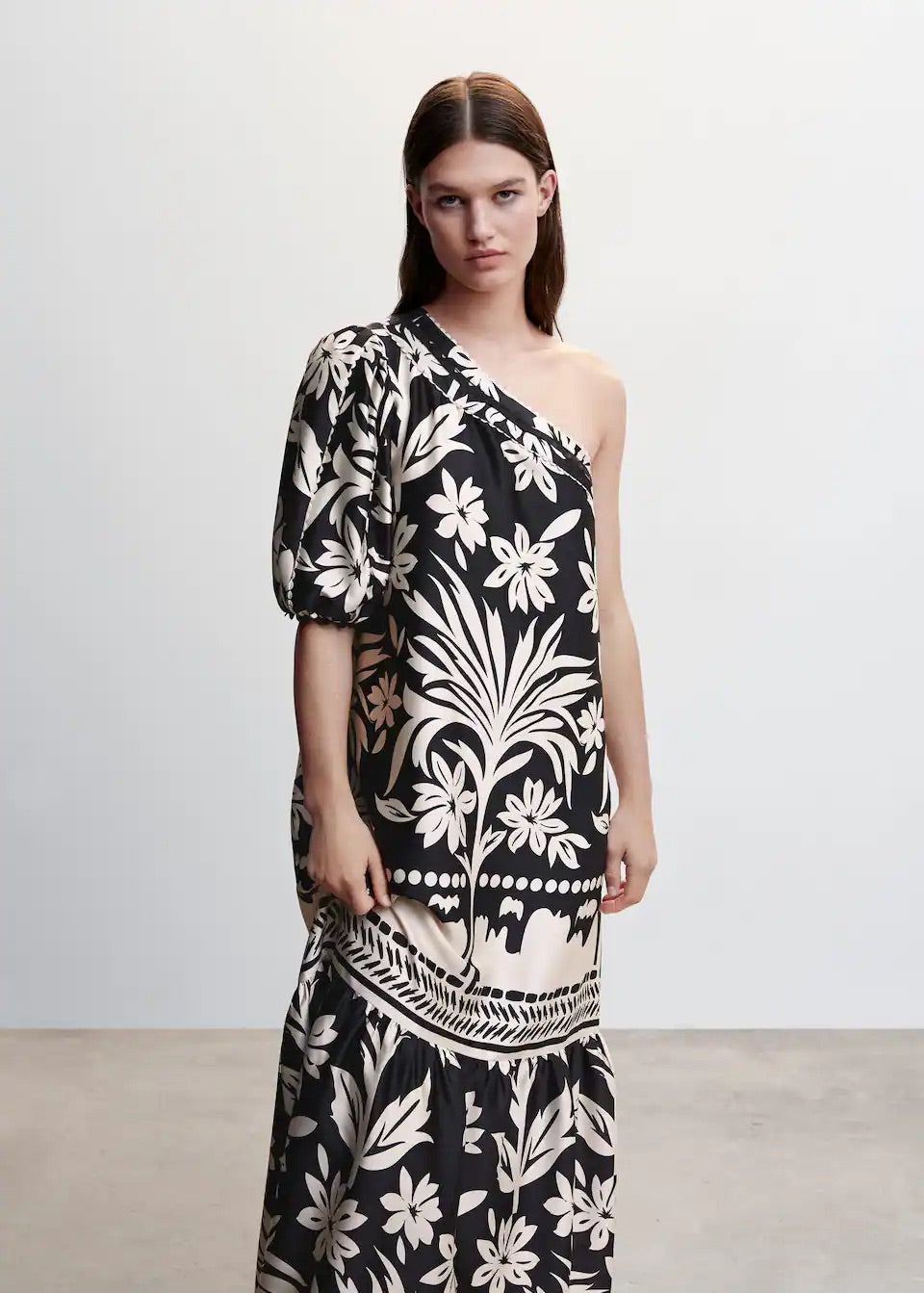 Asymmetrical satin dress