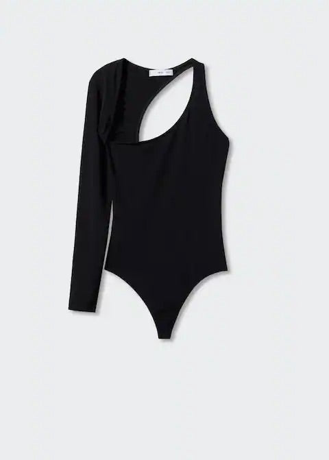 Bodysuit with asymmetrical neckline