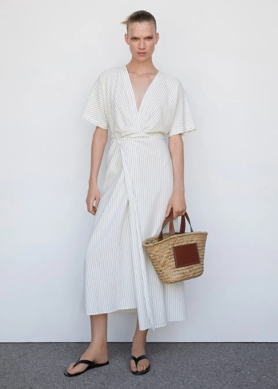 Striped wrap dress
