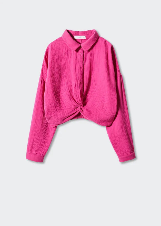 Textured shirt with knot detail