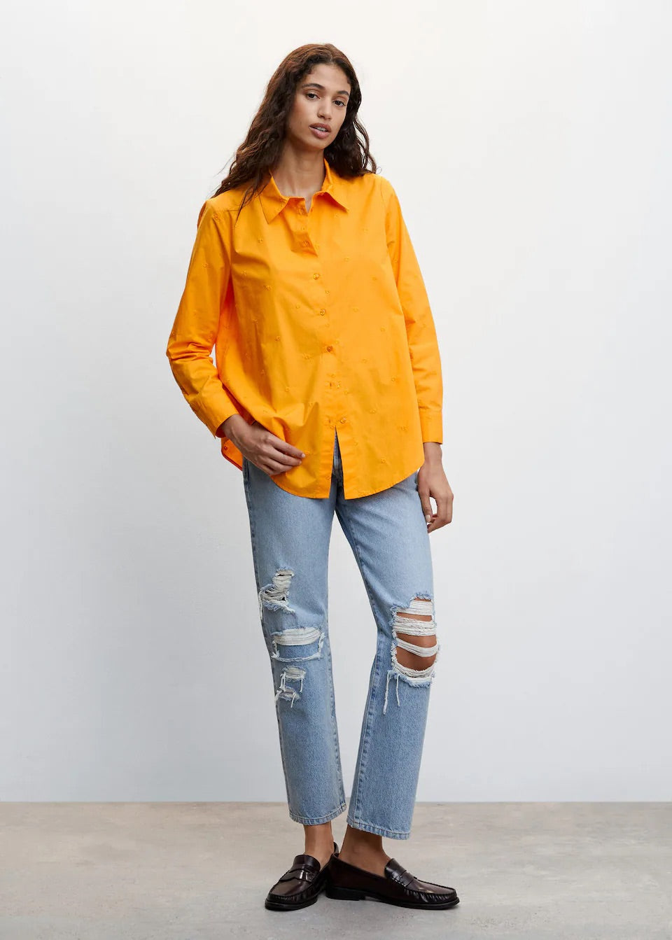 Embroidered flowers shirt