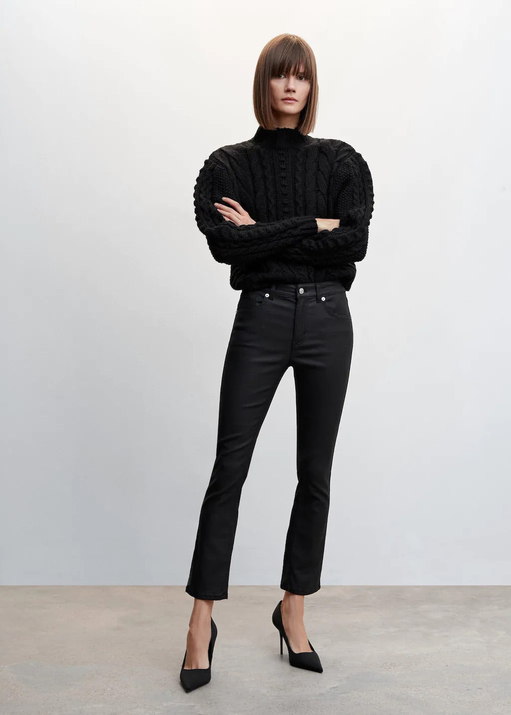 Waxed straight jeans