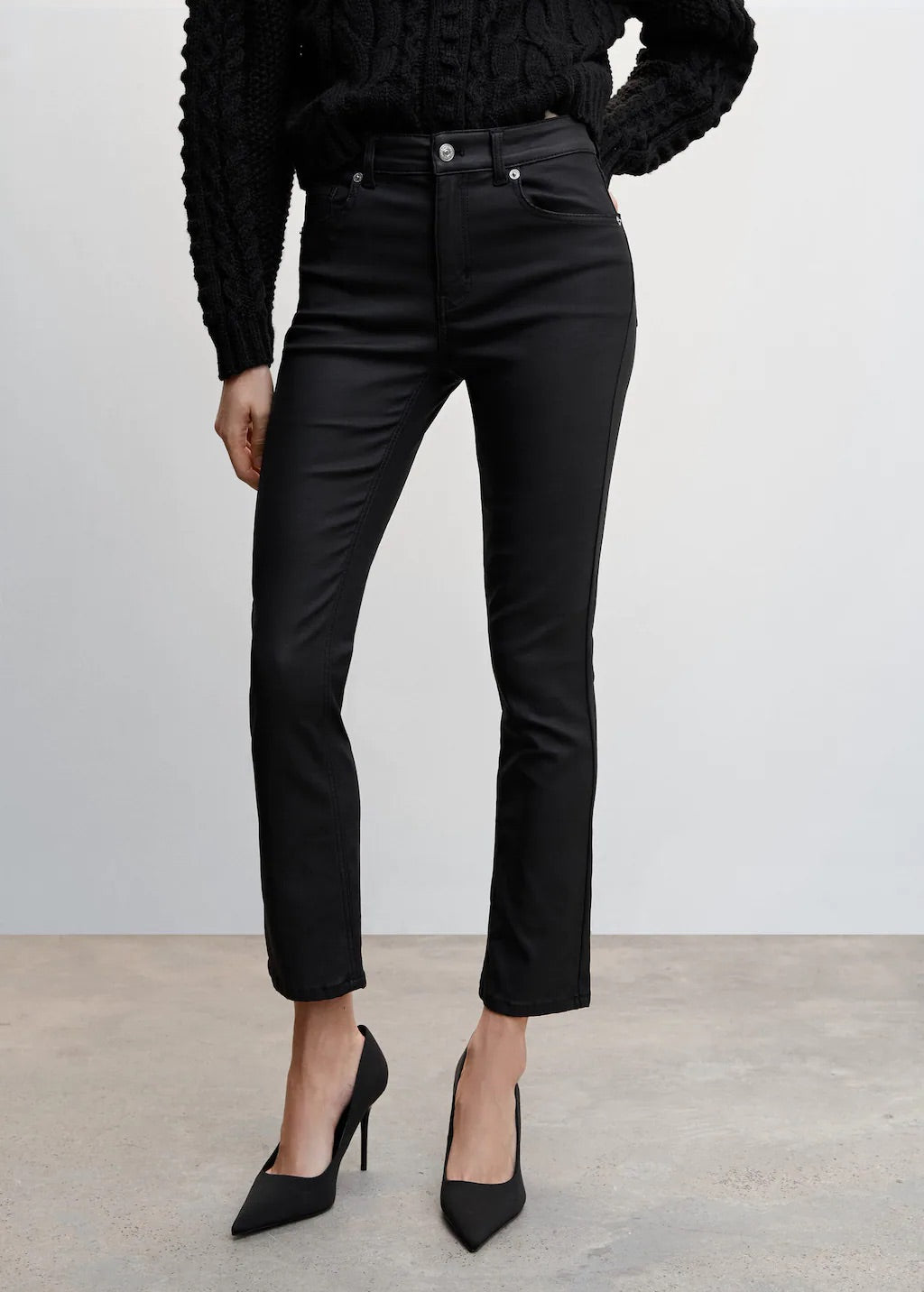 Waxed straight jeans
