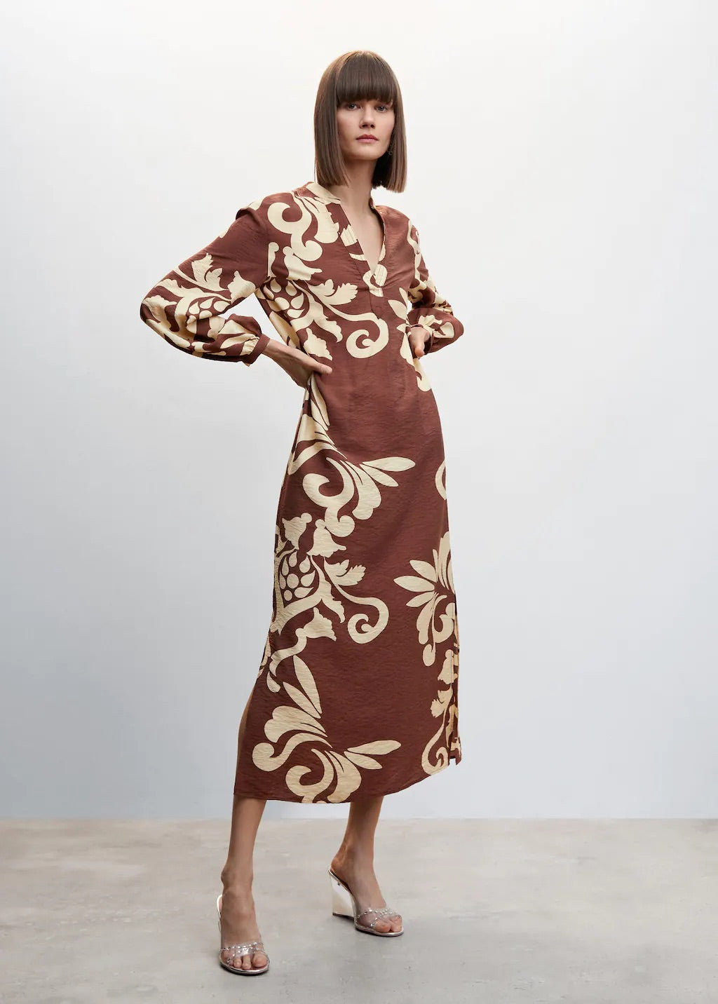 Printed cut-out detail dress