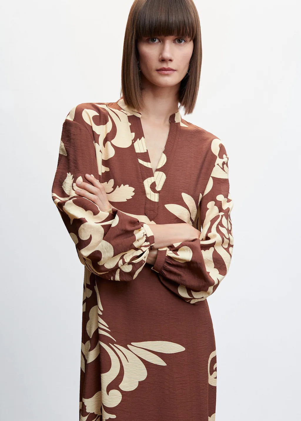 Printed cut-out detail dress