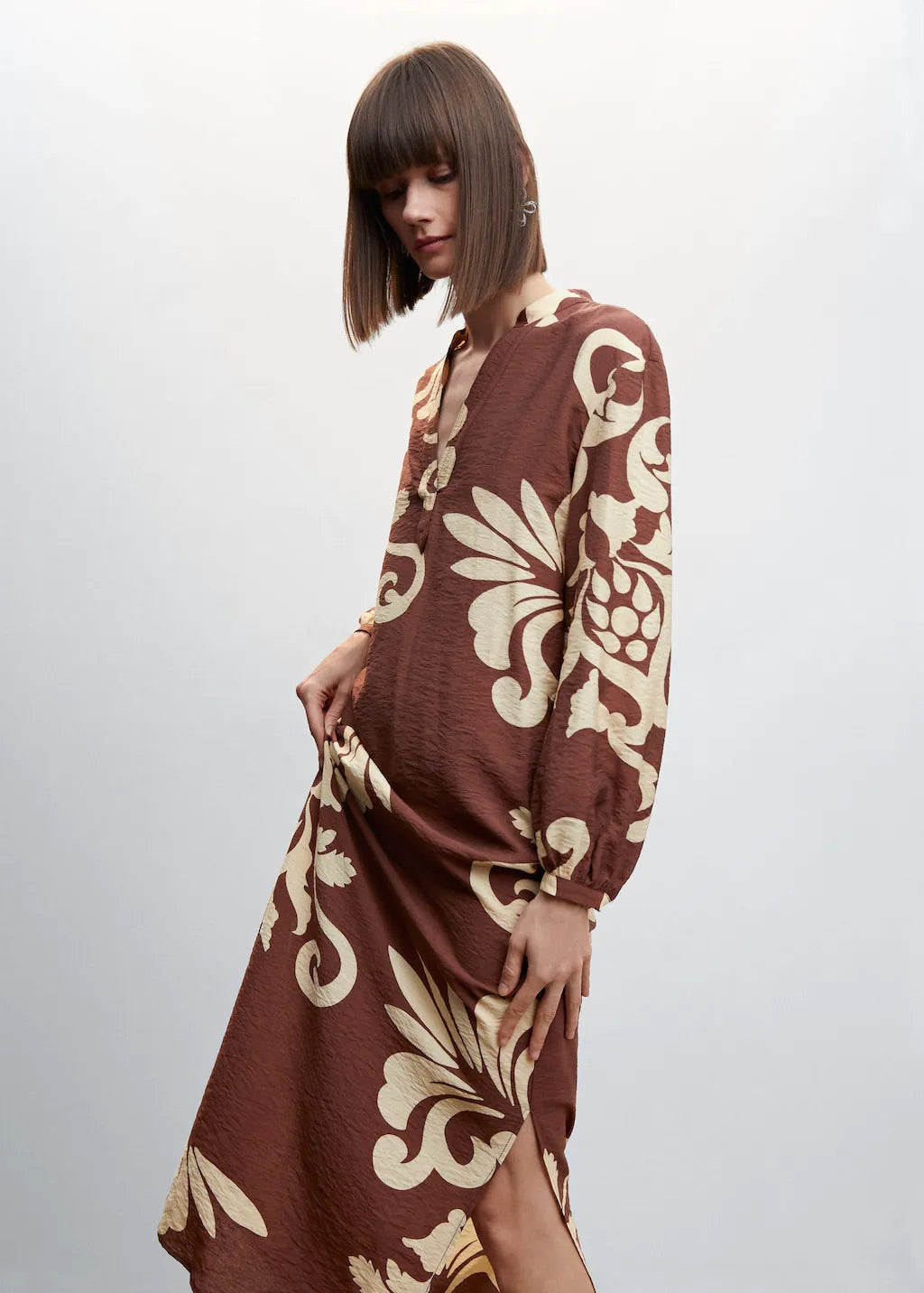 Printed cut-out detail dress