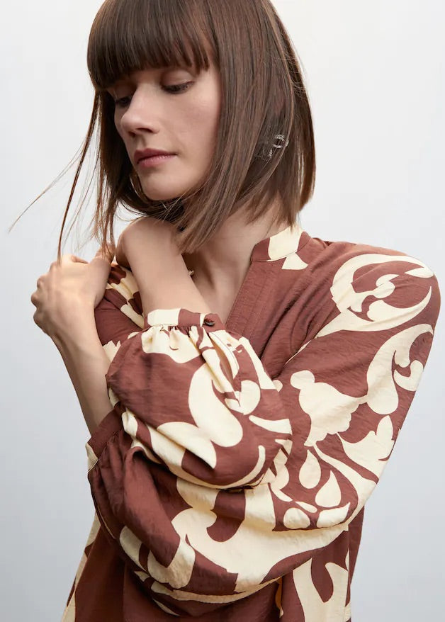 Printed cut-out detail dress