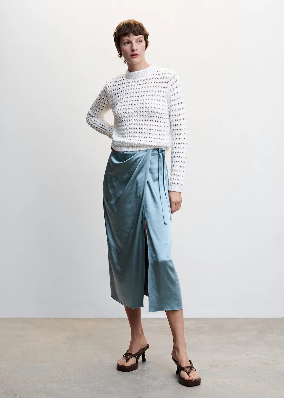 Satin wrap skirt