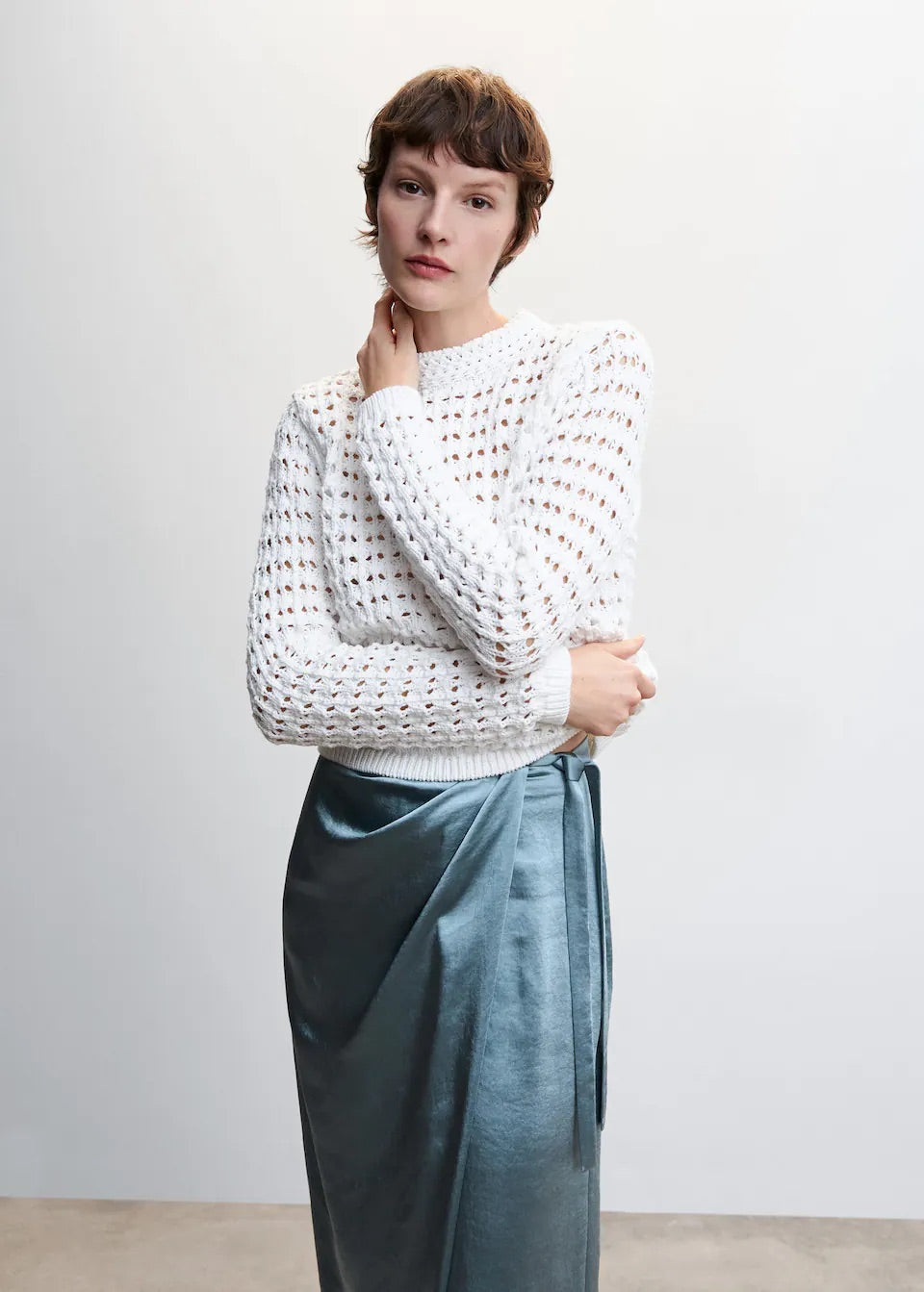 Satin wrap skirt
