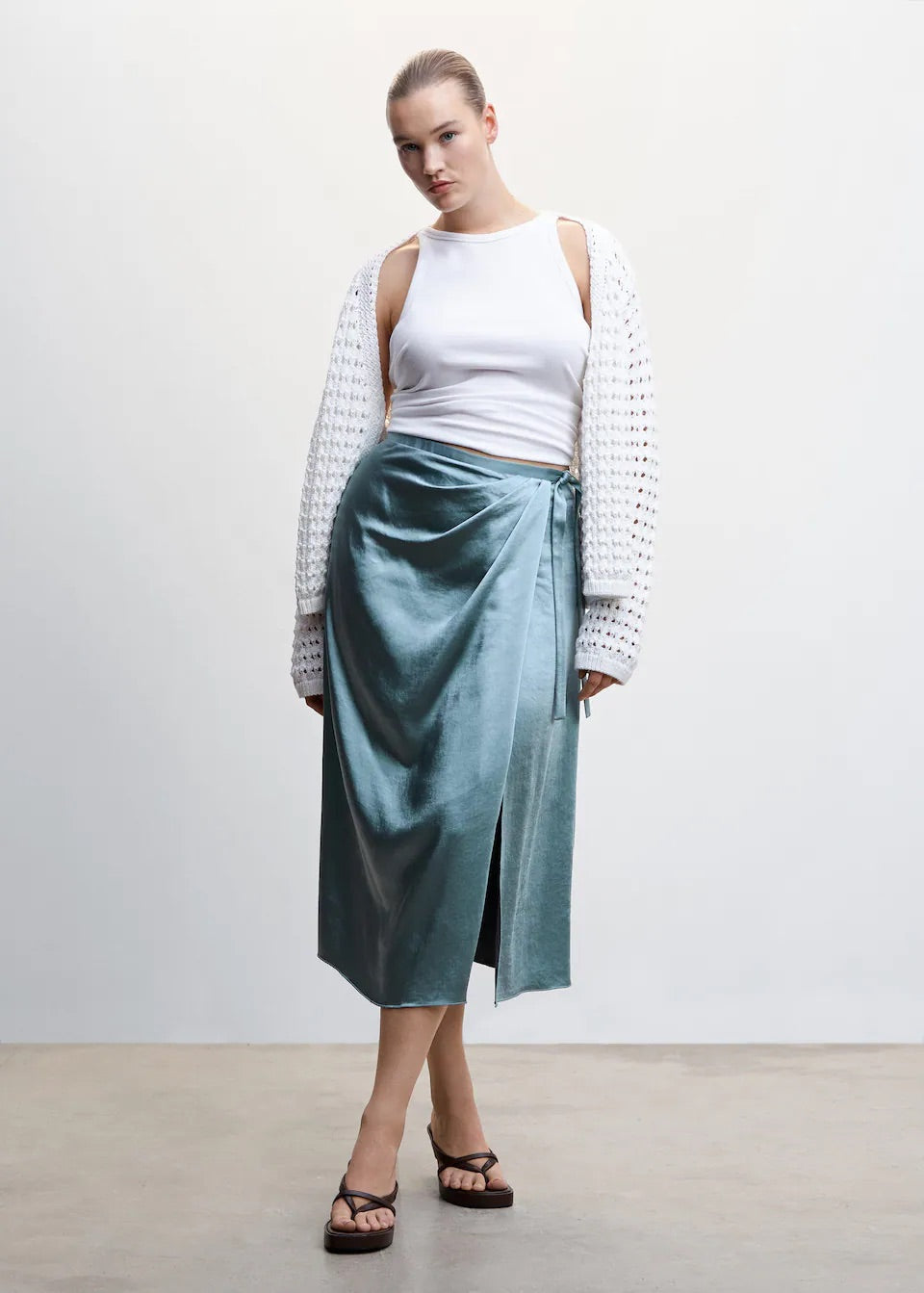 Satin wrap skirt