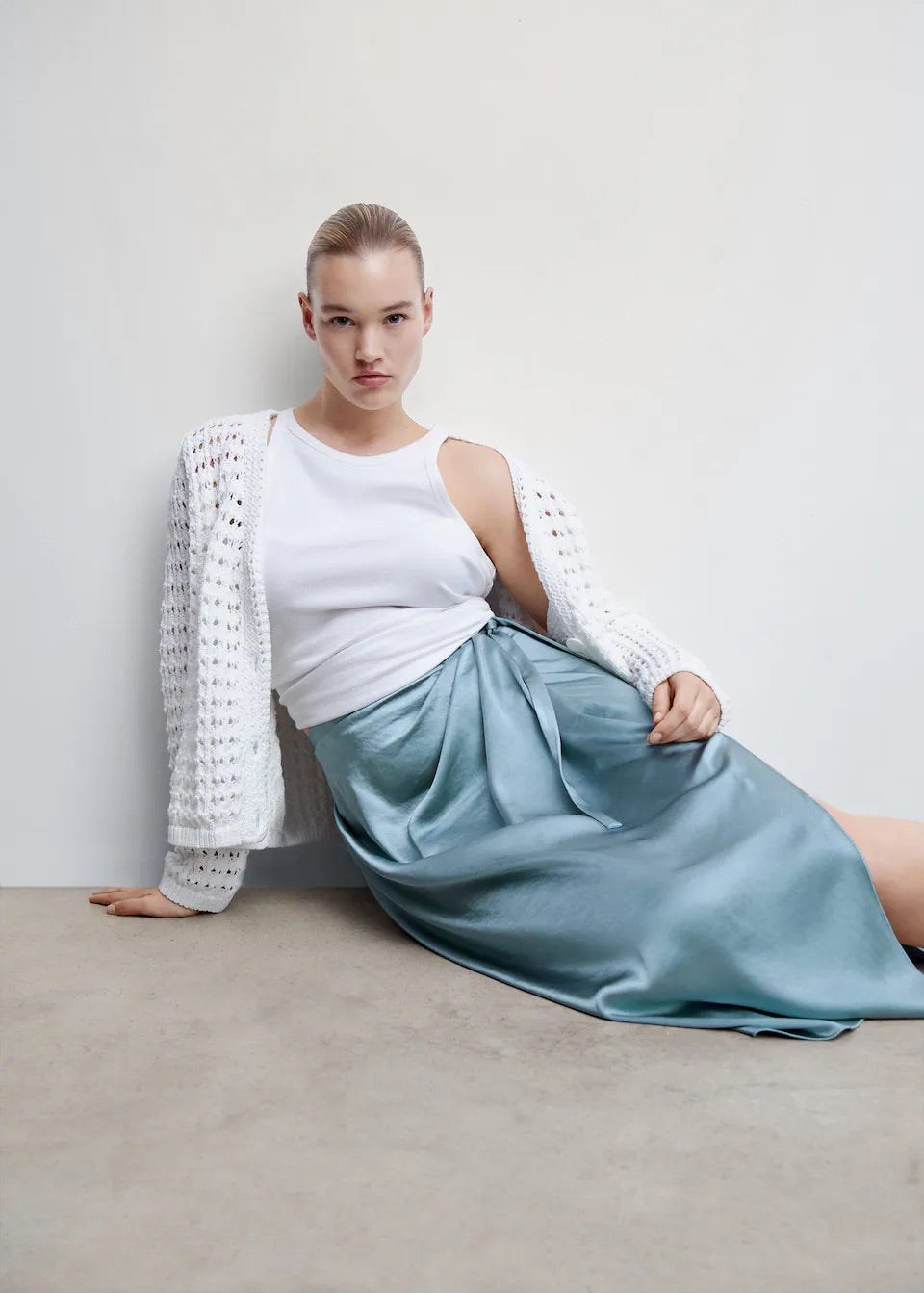 Satin wrap skirt