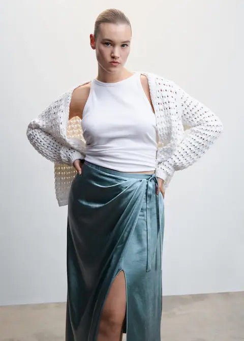 Satin wrap skirt