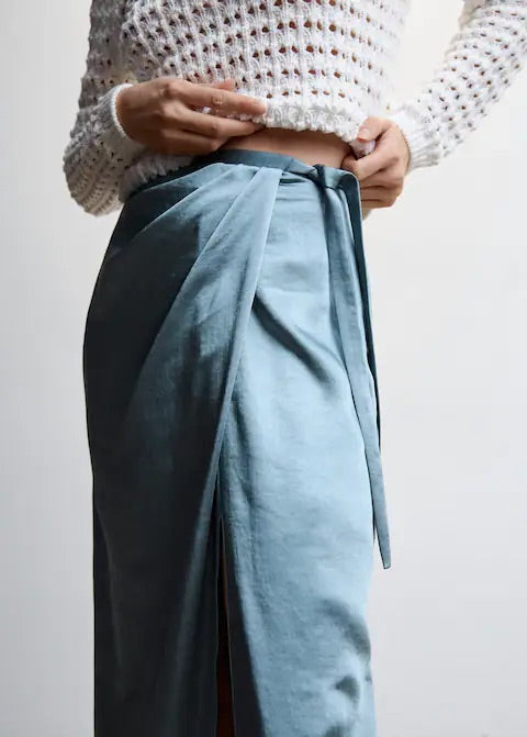 Satin wrap skirt
