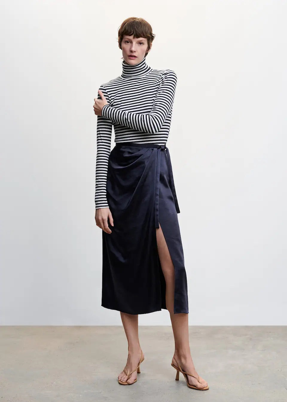 Satin wrap skirt
