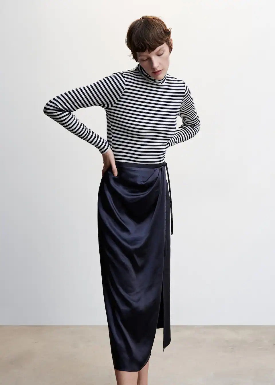 Satin wrap skirt
