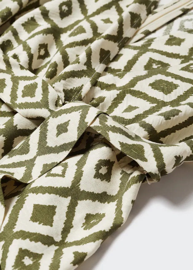 Geometric-print jumpsuit with bow