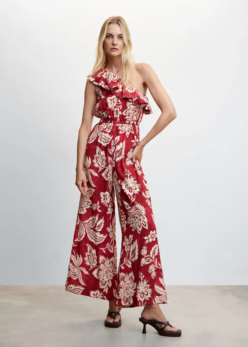 Ruffled asymmetric jumpsuit