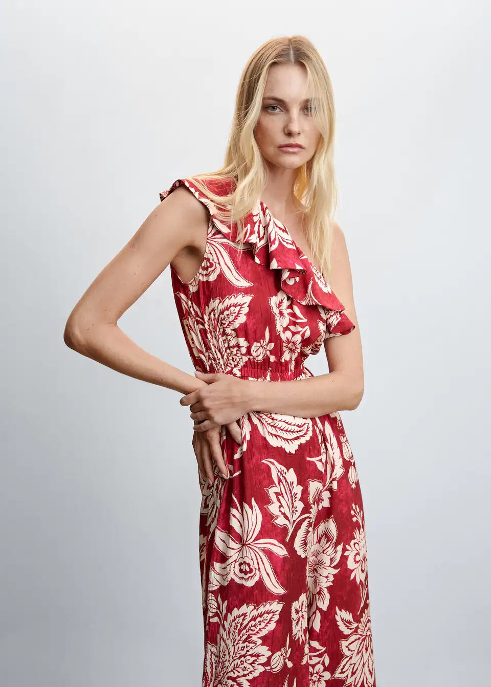 Ruffled asymmetric jumpsuit