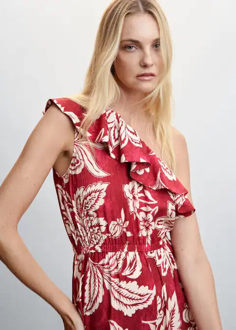 Ruffled asymmetric jumpsuit