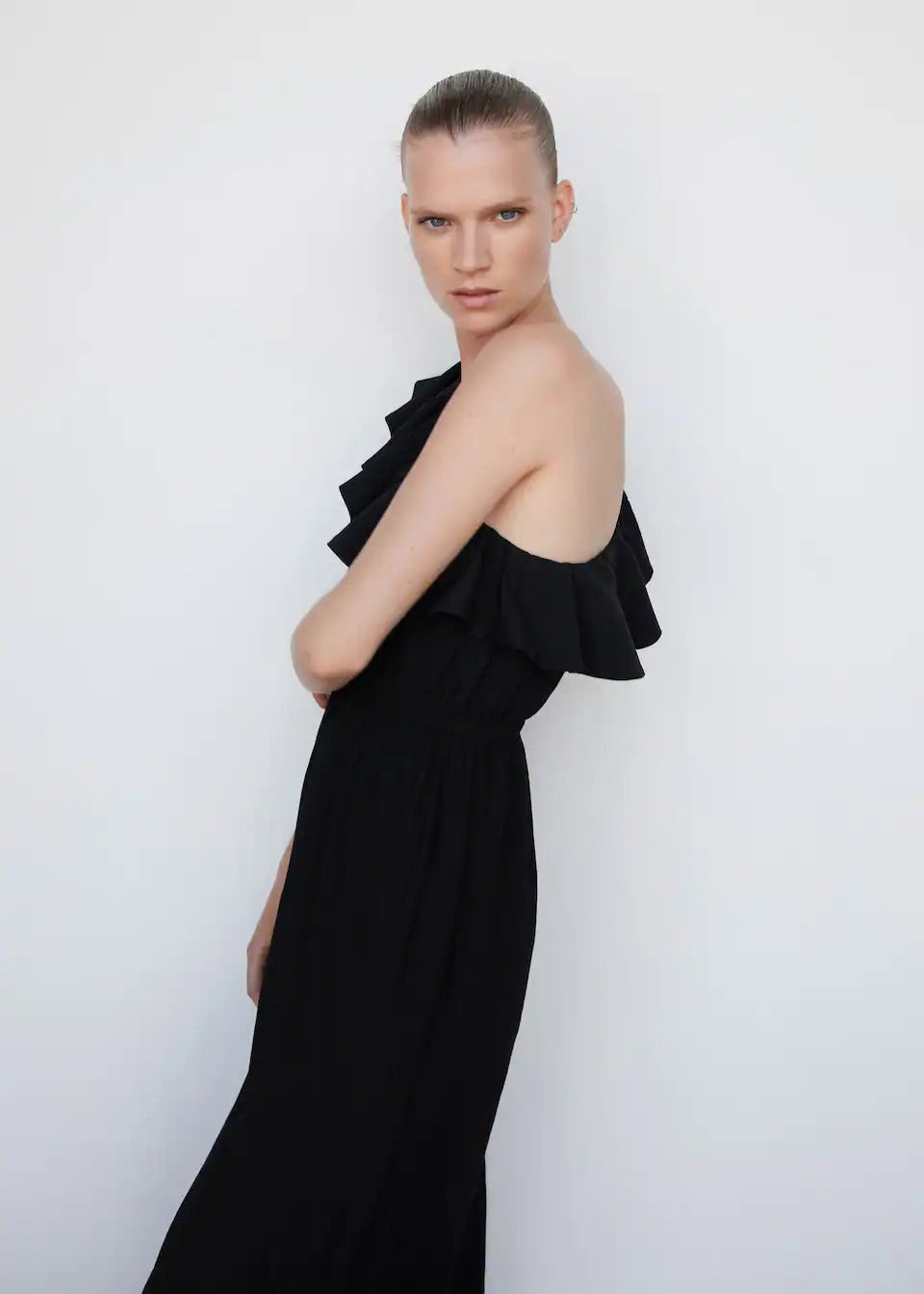 Ruffled asymmetric jumpsuit