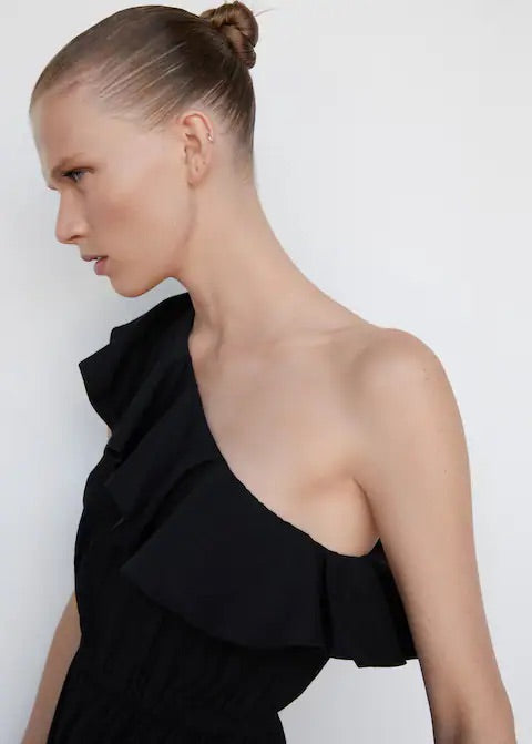 Ruffled asymmetric jumpsuit
