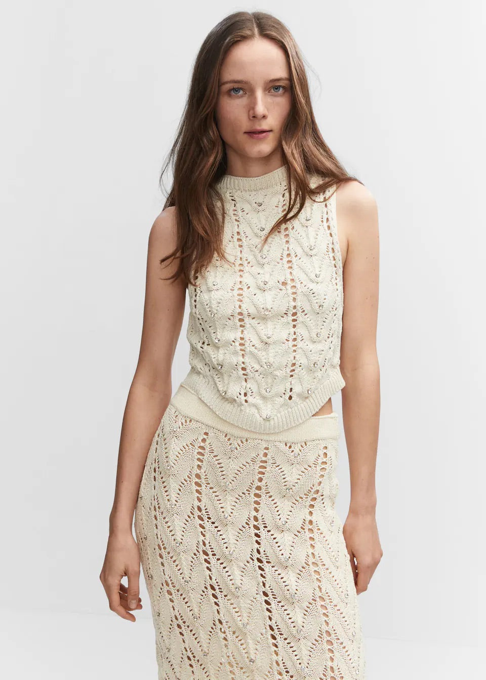Knitted top with rhinestone detail
