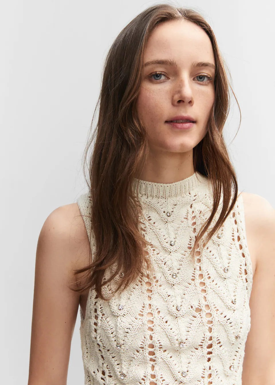Knitted top with rhinestone detail