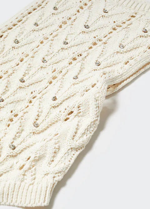 Knitted top with rhinestone detail