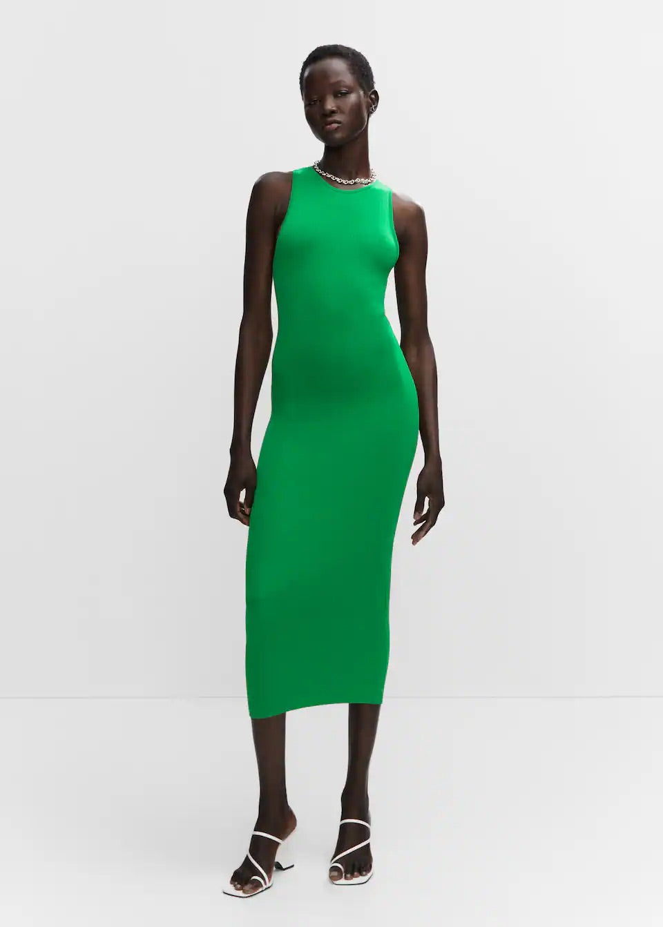 Ribbed knitted dress with zip