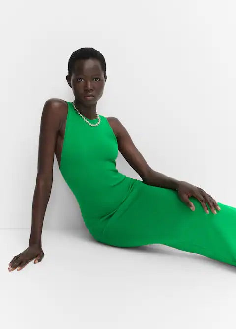 Ribbed knitted dress with zip