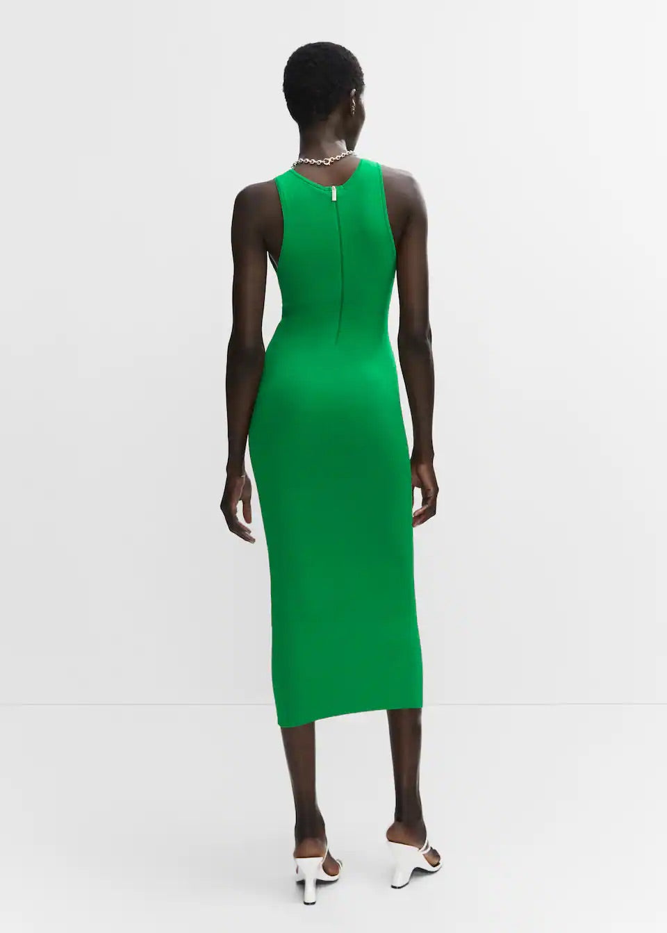 Ribbed knitted dress with zip