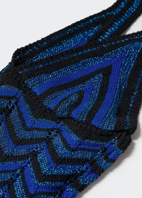 Lurex geometric openwork top