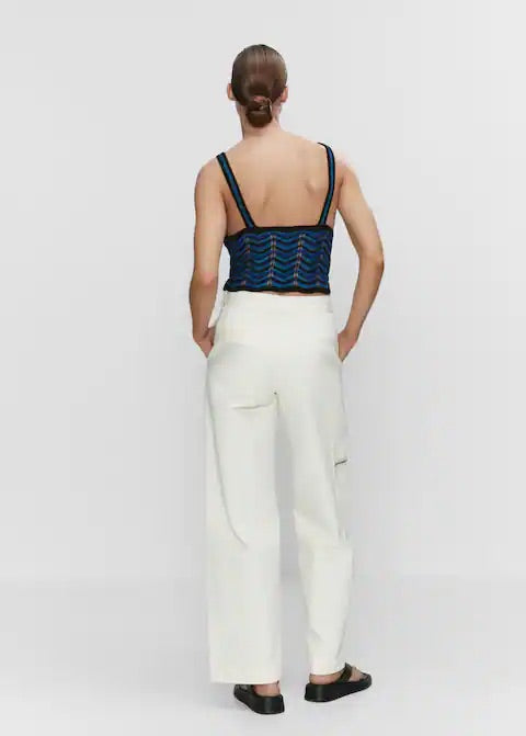 Lurex geometric openwork top