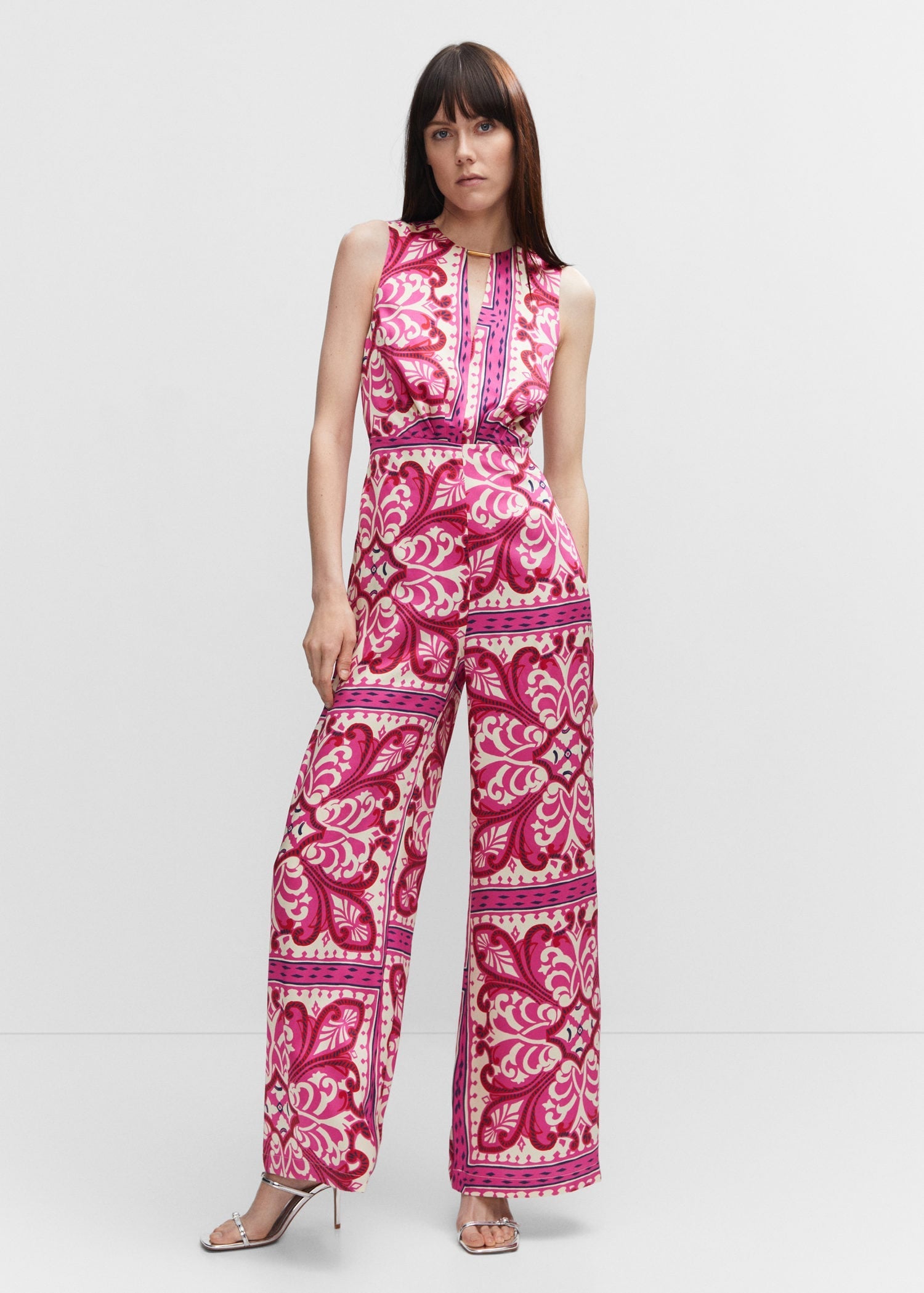 Printed jumpsuit with metal detail