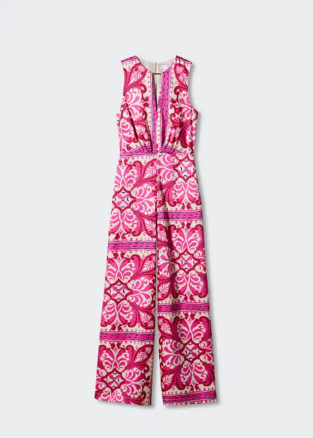 Printed jumpsuit with metal detail