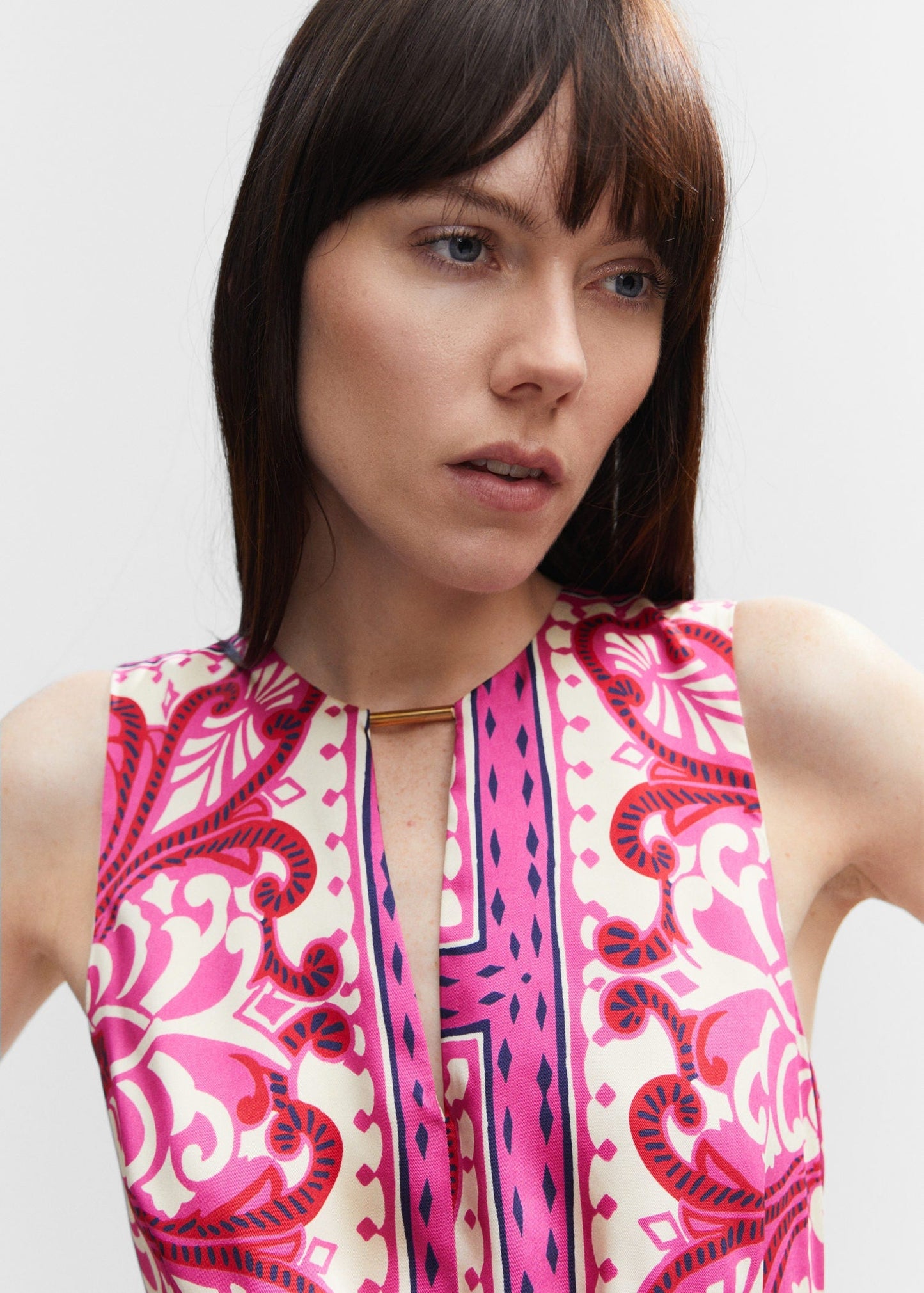 Printed jumpsuit with metal detail