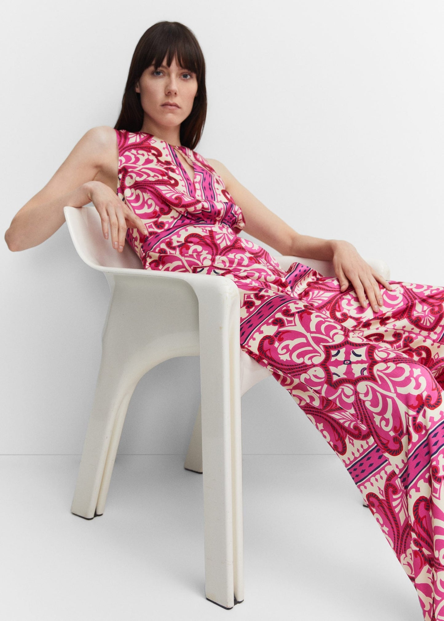 Printed jumpsuit with metal detail
