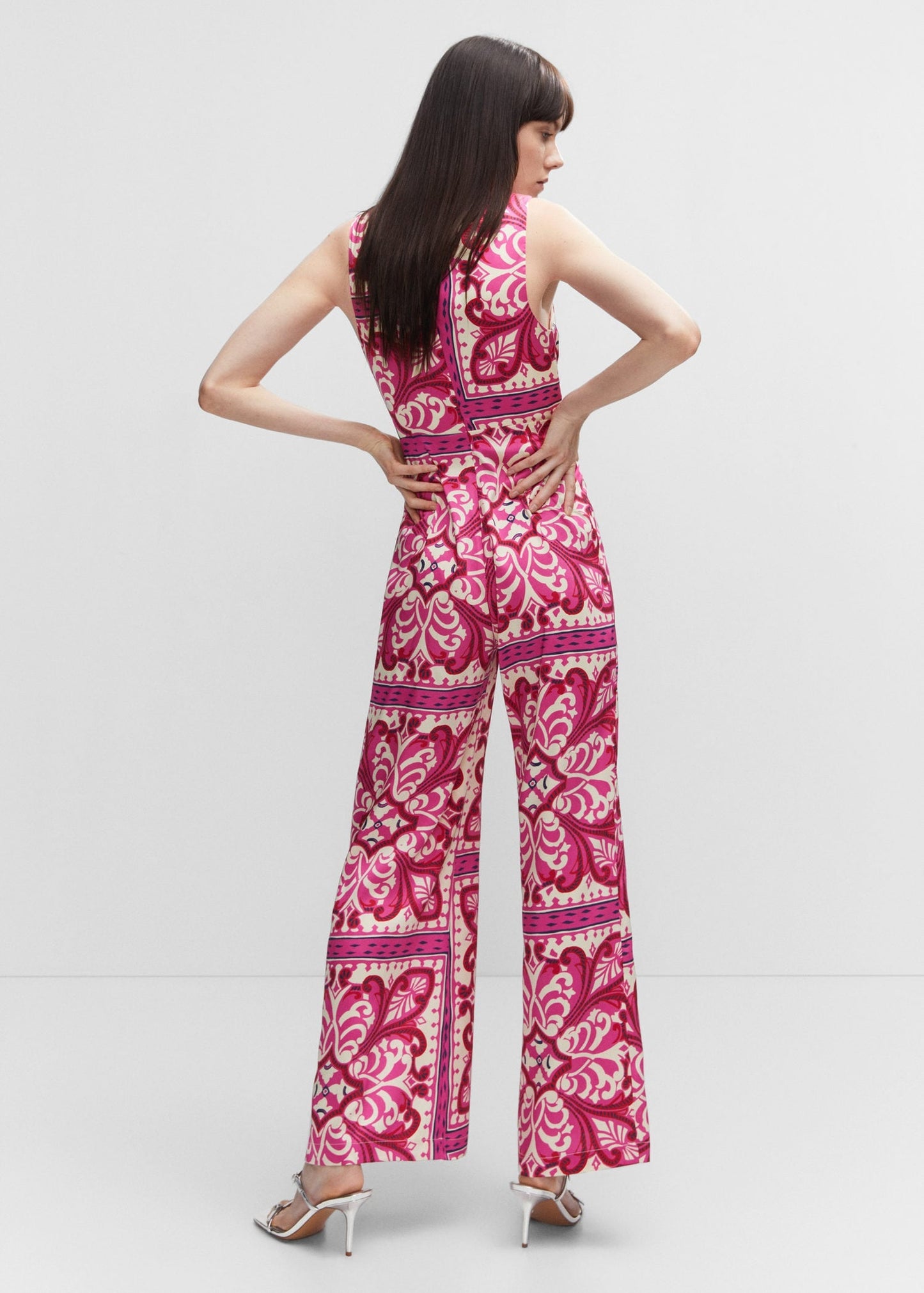 Printed jumpsuit with metal detail