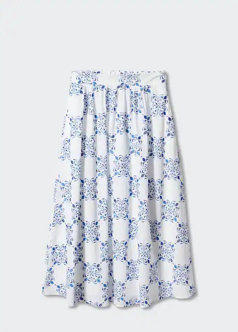 Printed skirt with pleat detail