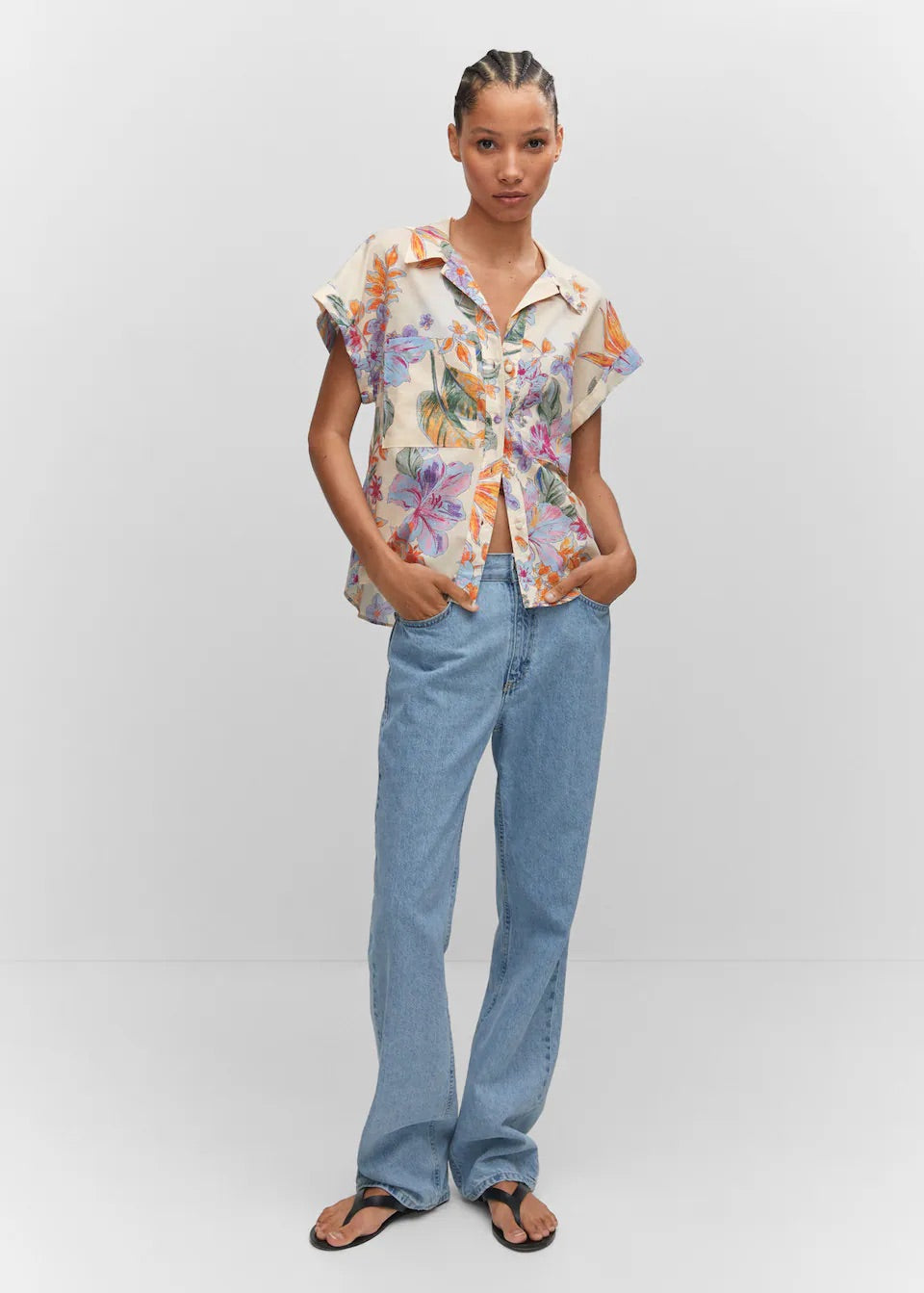 Floral shirt with pockets