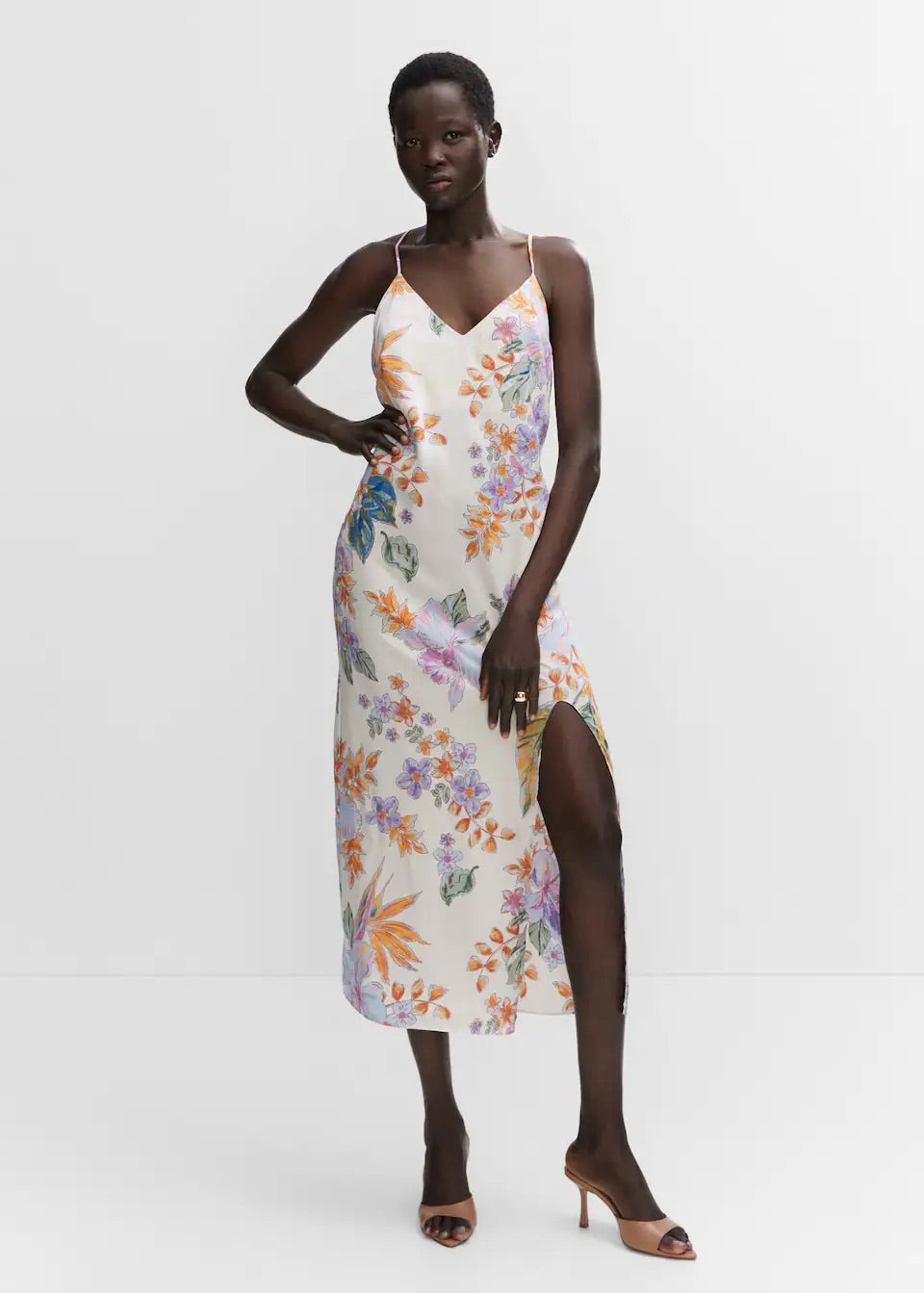 Side-slit satin dress