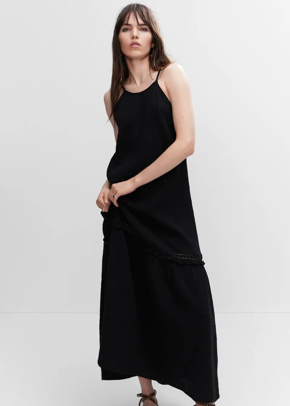 Long dress with embroidered detail