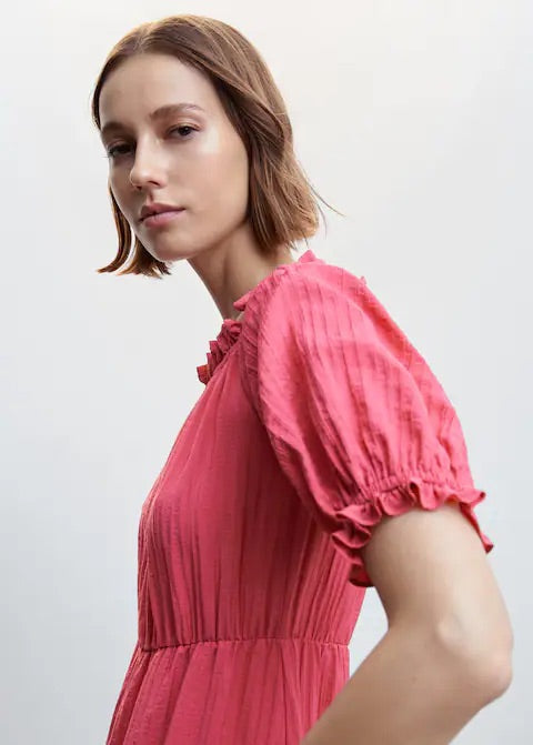 Puffed sleeves texture dress