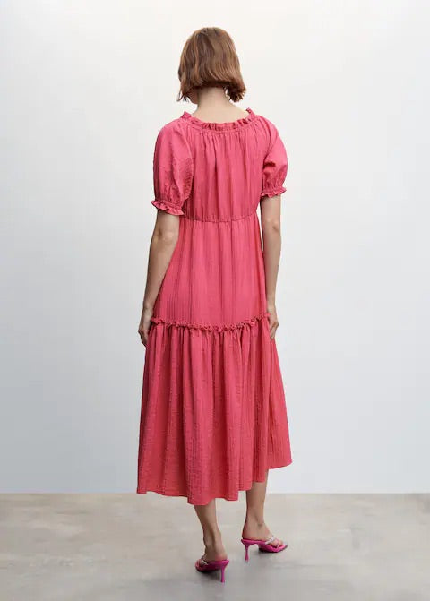 Puffed sleeves texture dress