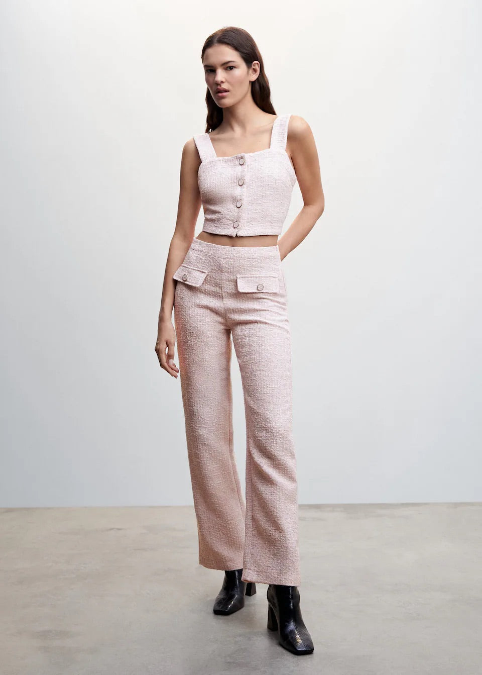 Tweed straight trousers