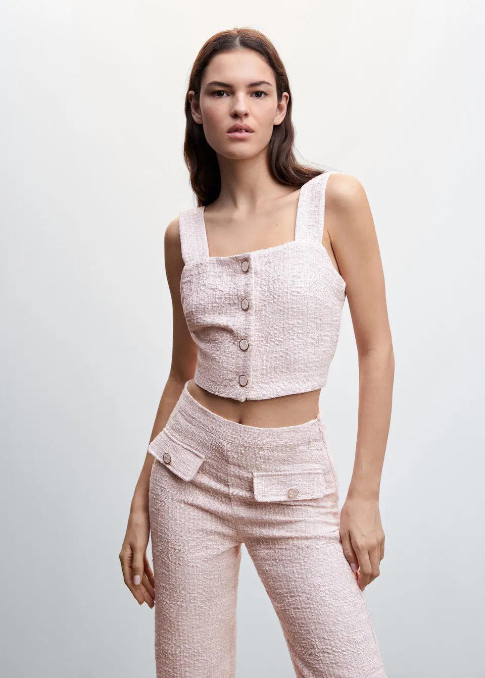 Tweed straight trousers