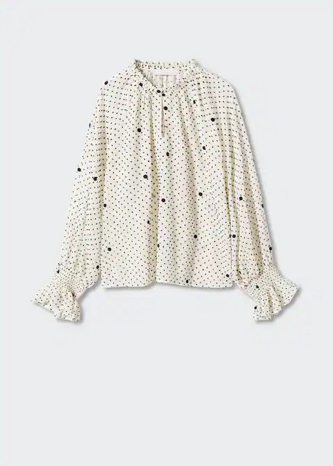 Embroidered polka-dot blouse
