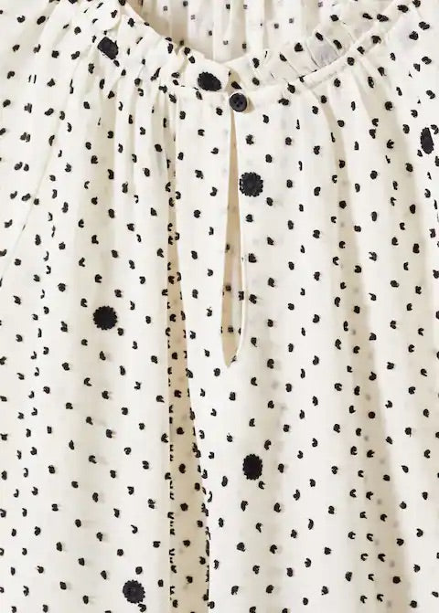 Embroidered polka-dot blouse